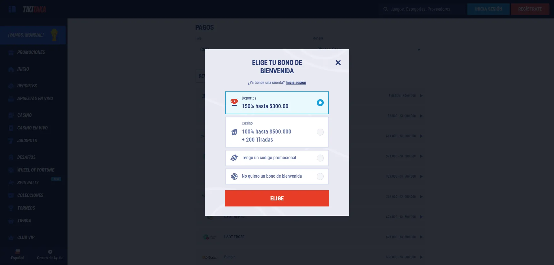 TikiTaka Casino home page